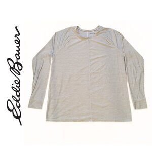 Eddie Bauer Women's Long Sleeve Performance T-shirt, Cream & Tan, Size M